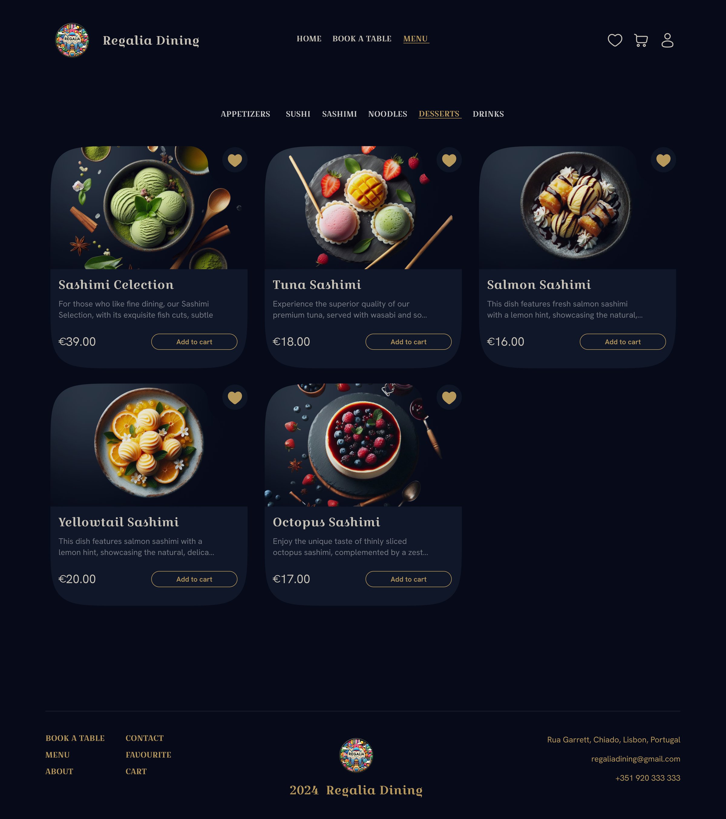 Menu page